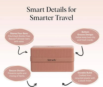 Kitsch 4-Compartment Travel Soap Case – TSA-Approved Bar Soap Holder