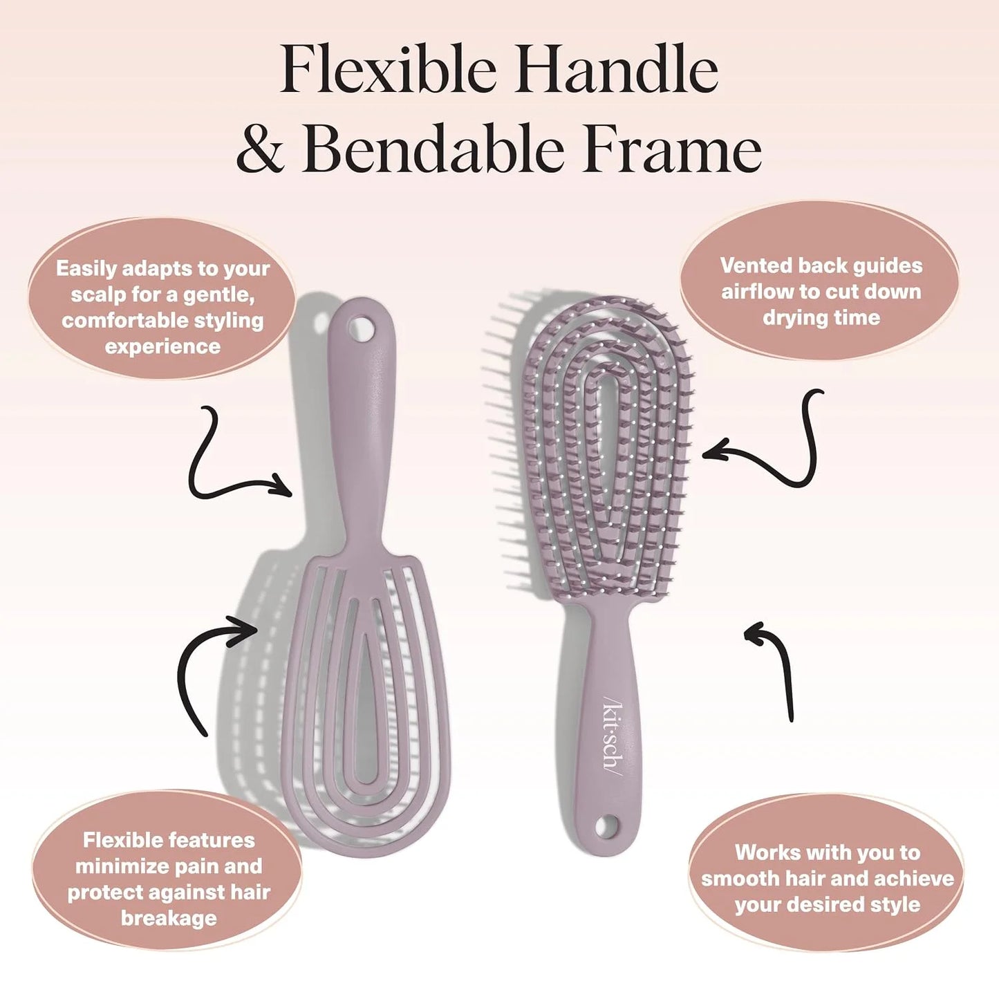 Kitsch Flexi Flow Detangler Brush, Hair Brushes For Women - Soft Violet