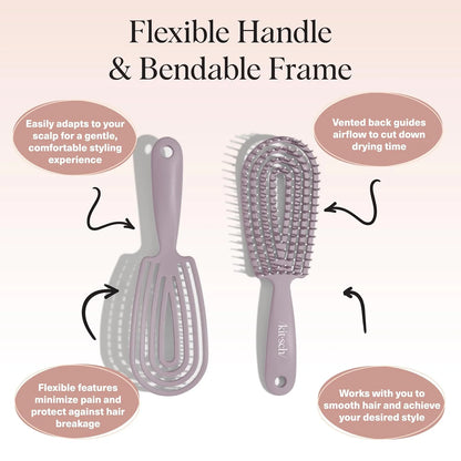 Kitsch Flexi Flow Detangler Brush, Hair Brushes For Women - Soft Violet