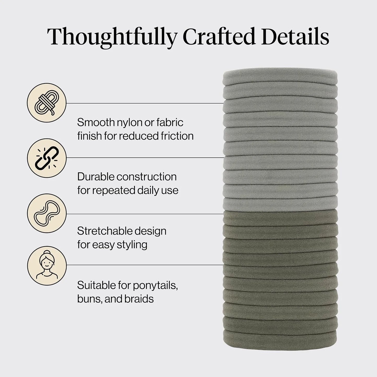Kitsch Ribbed Hair Ties No Damage - Blush, 10pcs