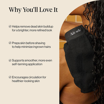 Kitsch Exfoliating Glove – Exfoliating Mitt - 1pc Black