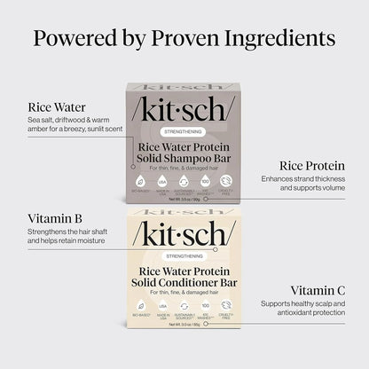 Kitsch Rice Water Solid Shampoo and Conditioner Set for Hair Growth – 2 pcs