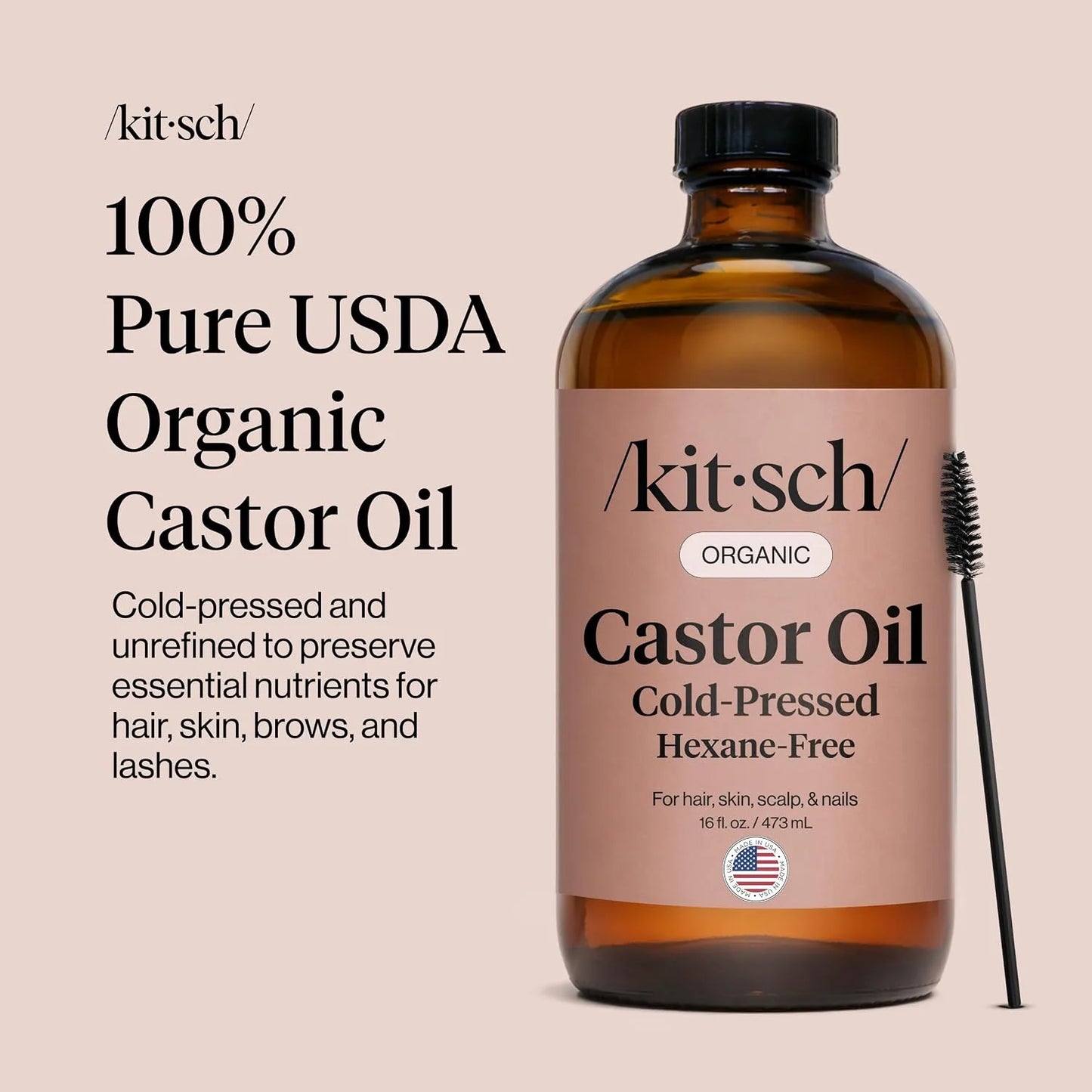 Kitsch 100% Pure Castor Oil Organic Cold Pressed - 2 oz