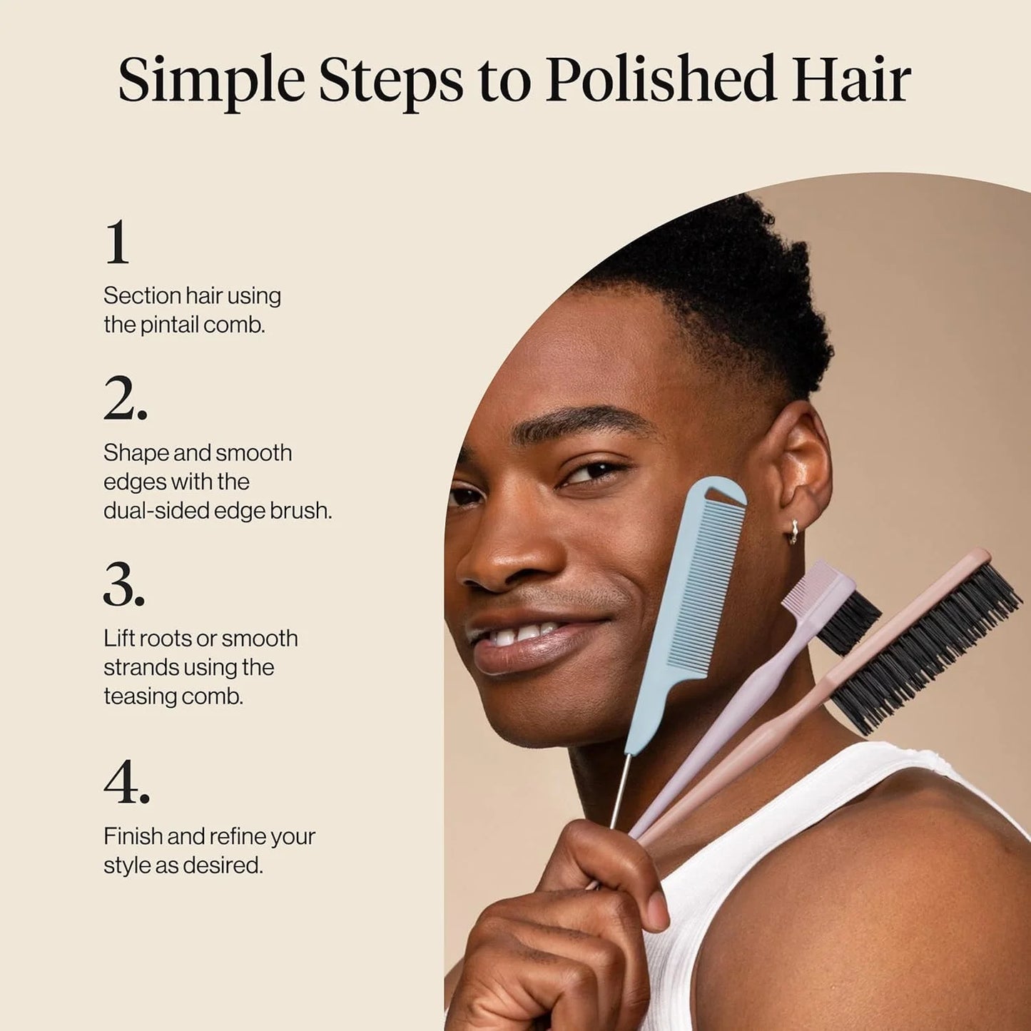 Kitsch Slick Back Hair Brush – Slick Back Brush for Styling