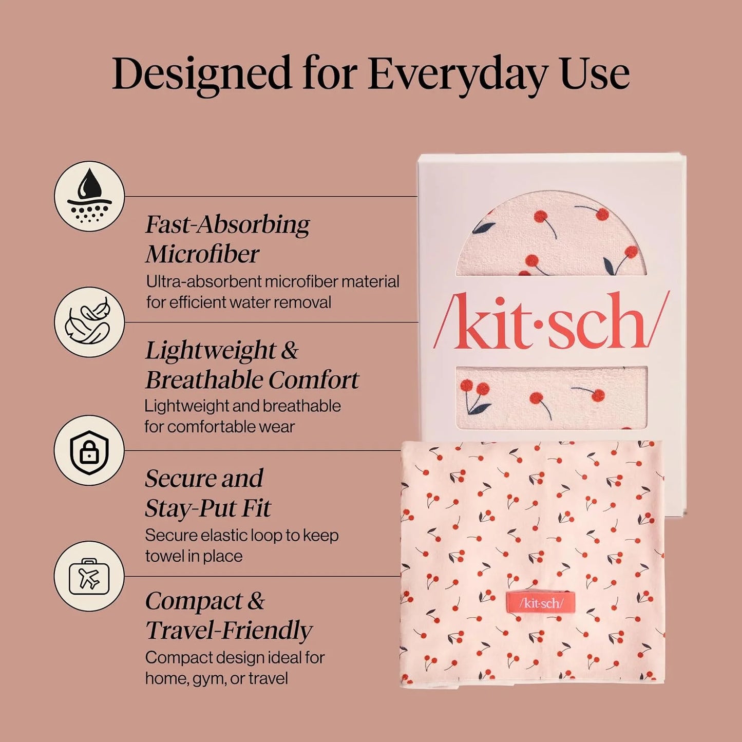 Kitsch XL Microfiber Hair Towel Wrap for Women