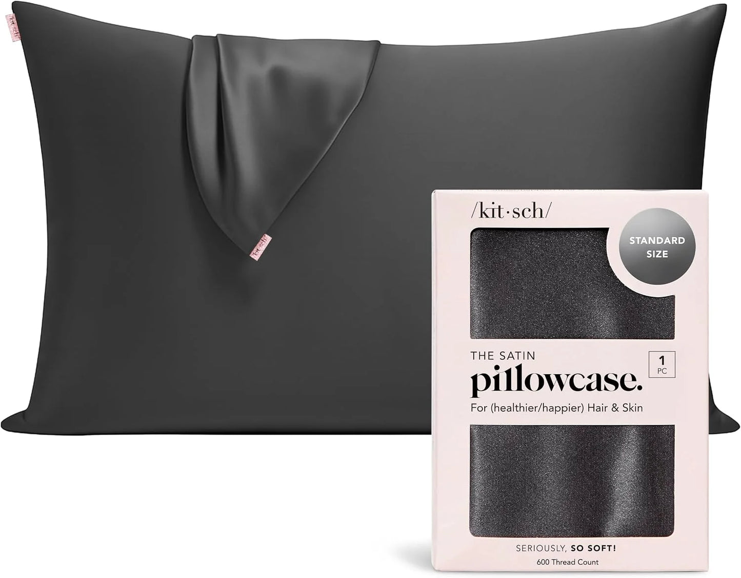 Kitsch Satin Pillowcase with Zipper - Standard Size, Haze Blue