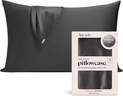 Kitsch Satin Pillowcase with Zipper - Standard Size, Haze Blue