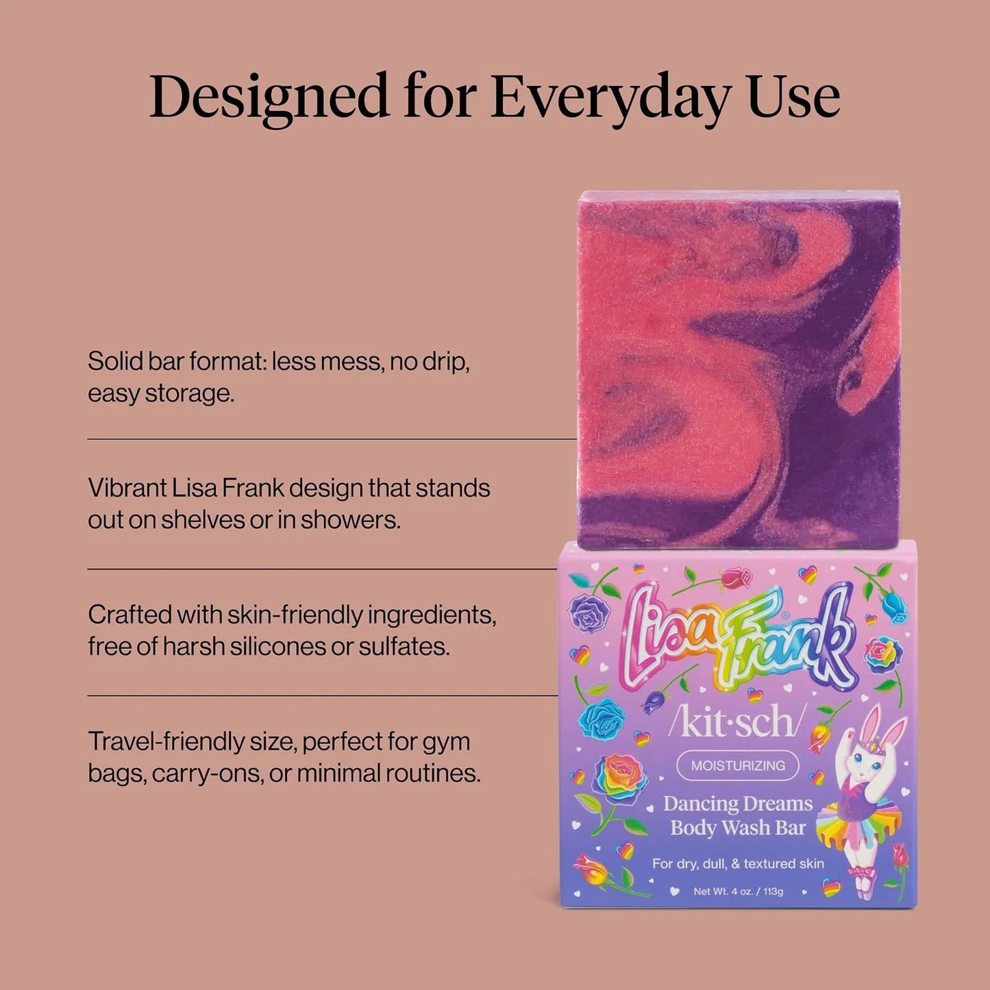 Kitsch Charcoal Soap Body Wash Bar for Cleansing – Made in USA, 4 oz