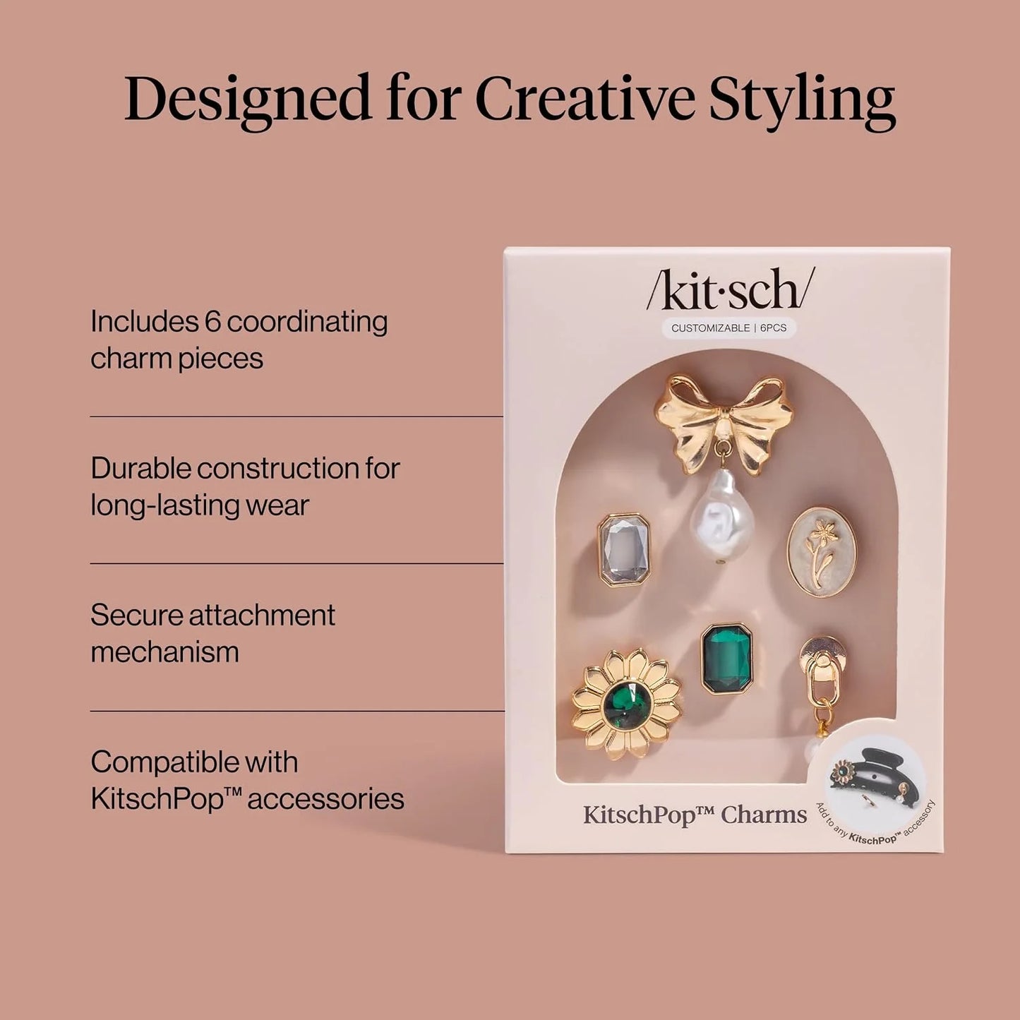 KitschPop™ Charm Sets - Vintage Emerald, 6pcs