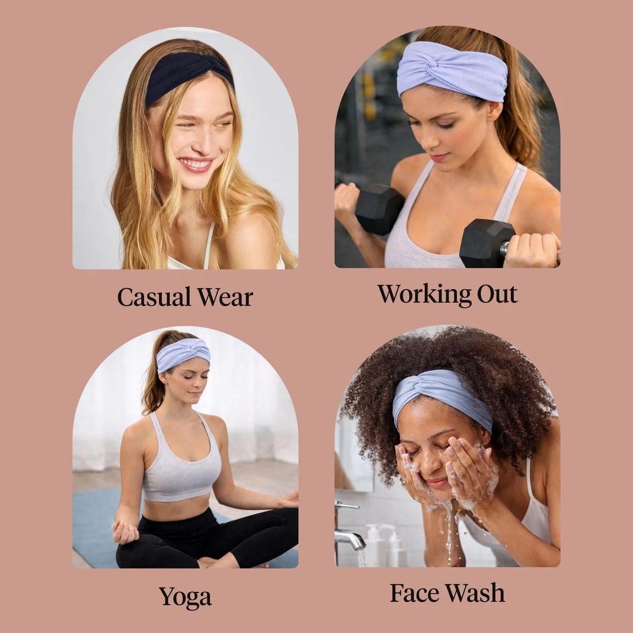 Kitsch Wide Headbands for Women Non Slip - Black and Camel, 2pcs