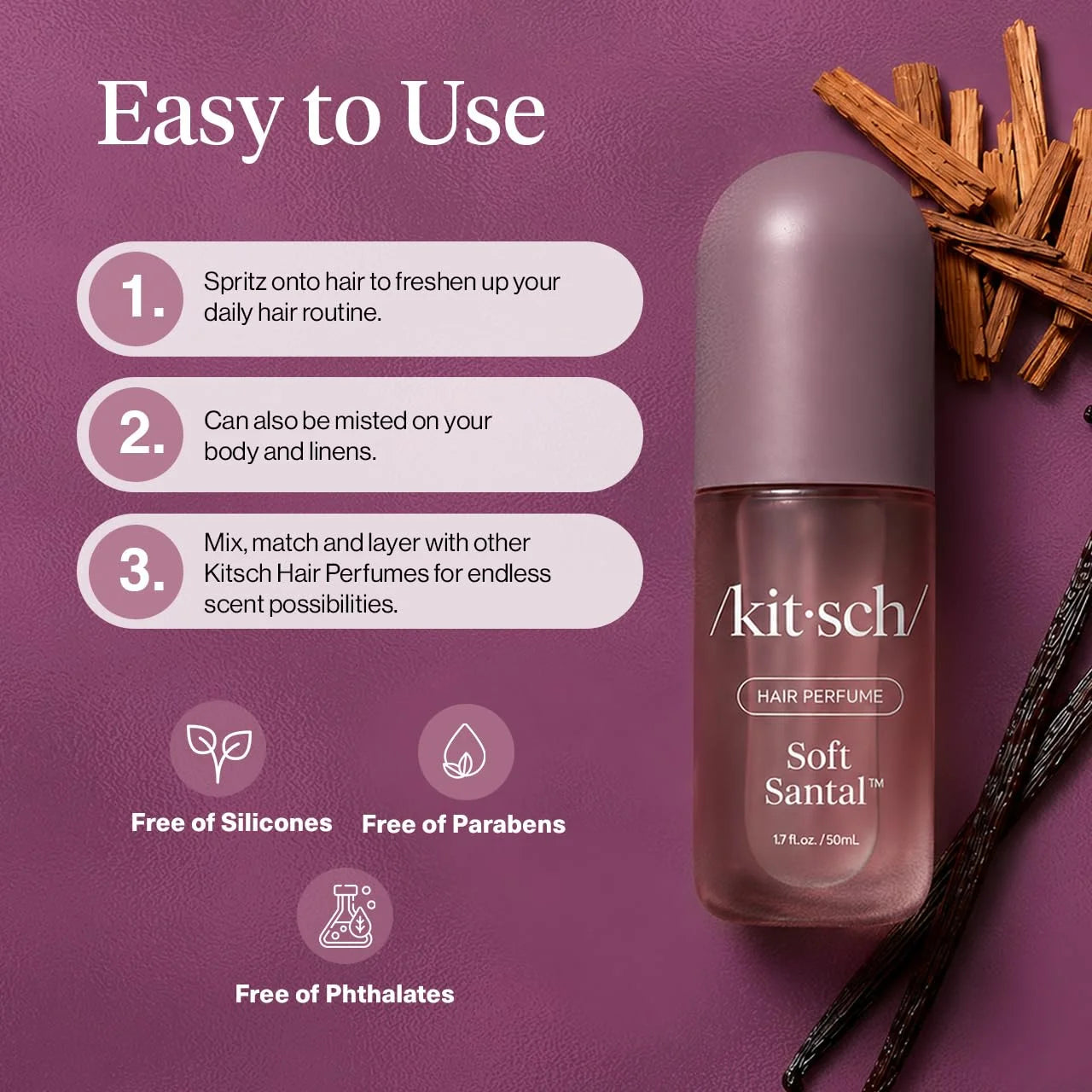 Kitsch Hair Perfume for Women – Hair Spray & Body Mist – Caramel Cream 50mL