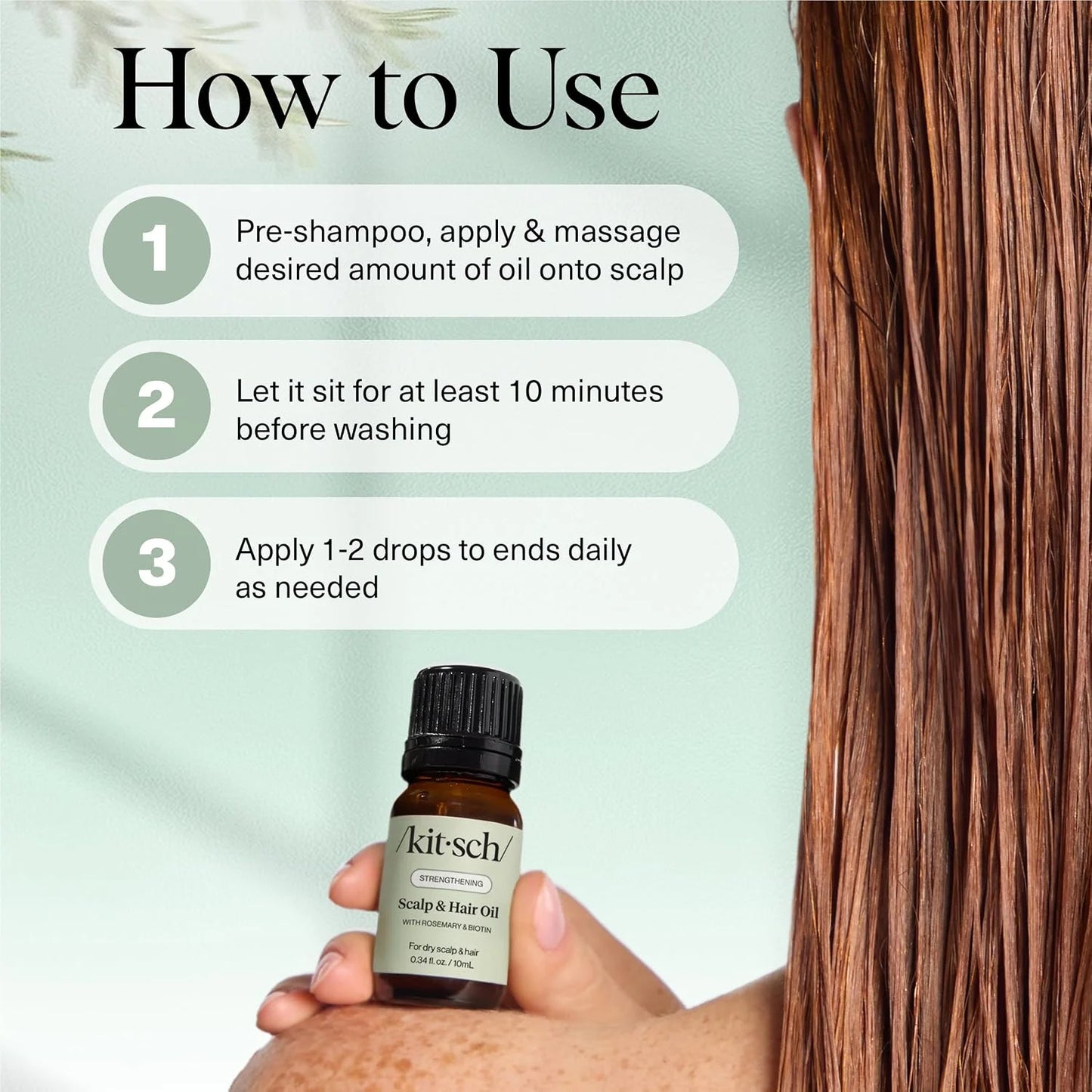 Kitsch Rosemary Oil for Hair Growth -With Castor Oil, Biotin & Jojoba- 60mL