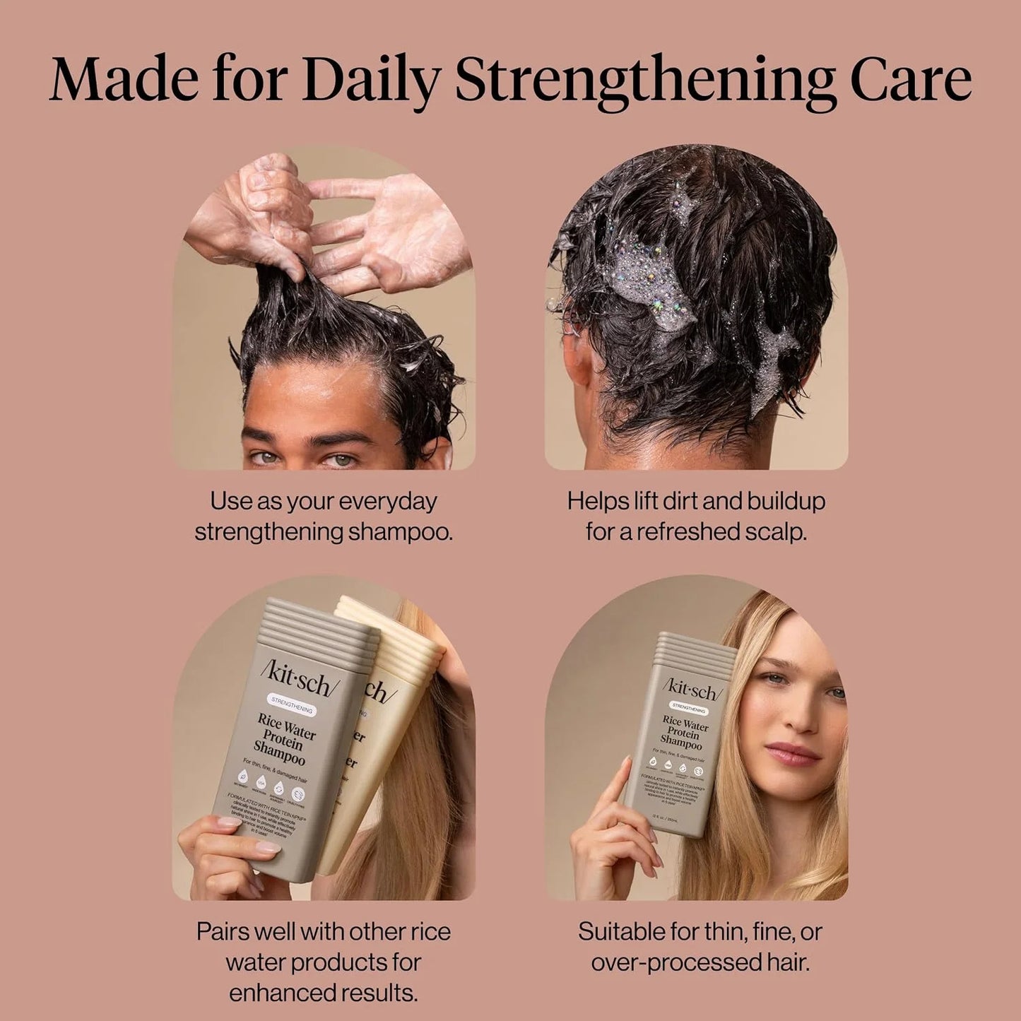 Kitsch Rice Water Shampoo and Conditioner Set for Hair Growth – Made in USA