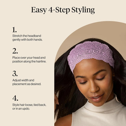 Kitsch Lace Wide Headbands for Women Non Slip - Cherry Lacquer & Dusty Pink