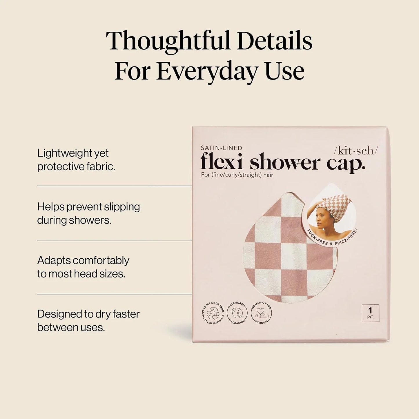 Kitsch Luxury Large Shower Cap for Women - Cherry Print