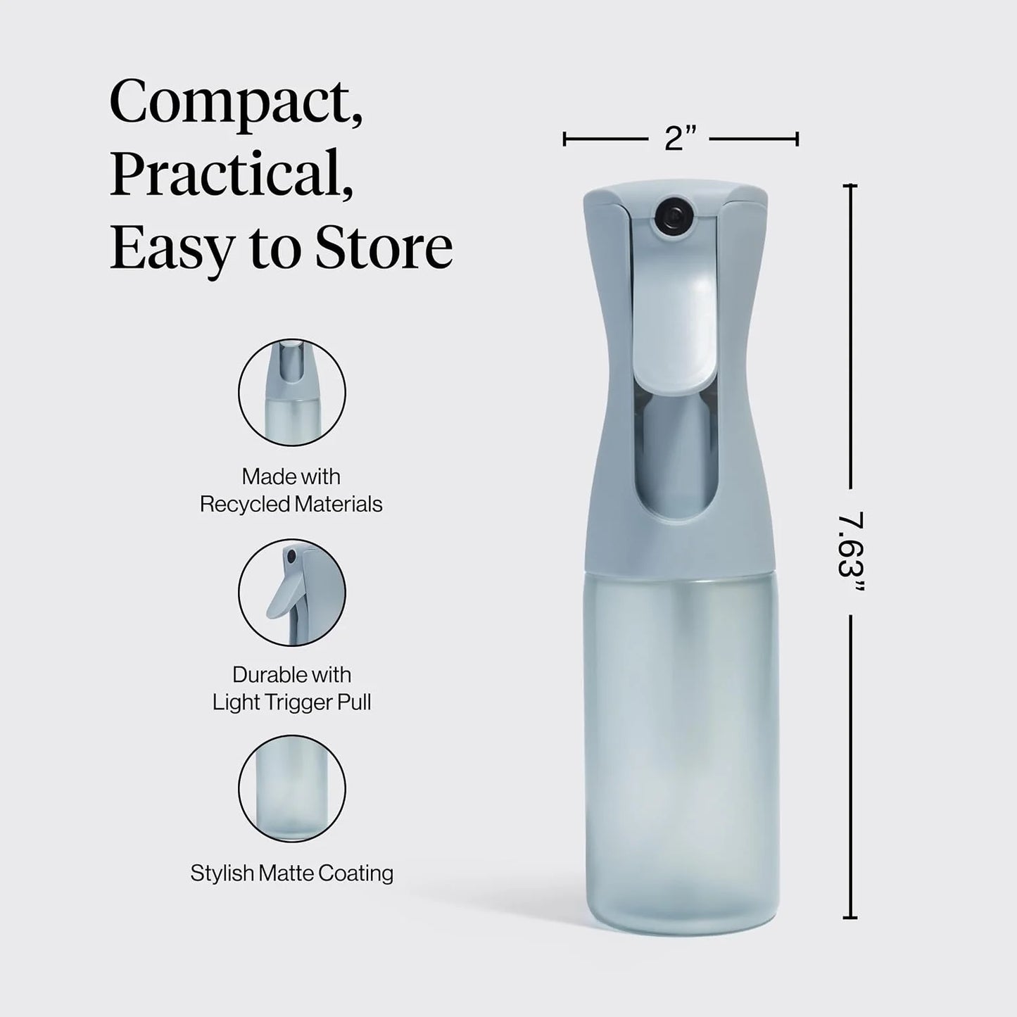 Kitsch Large Continuous Spray Bottle for Hair – Haze Blue, 180ml
