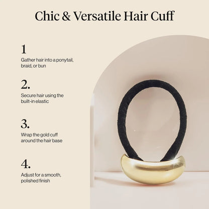 Kitsch Medium Hair Cuffs Hair Ties For Women - Black and Tort, 2pcs