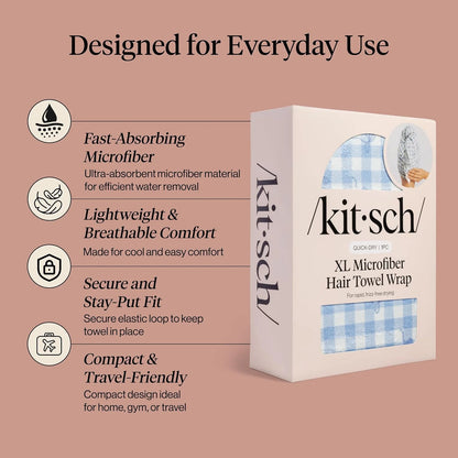 Kitsch XL Microfiber Hair Towel Wrap for Women