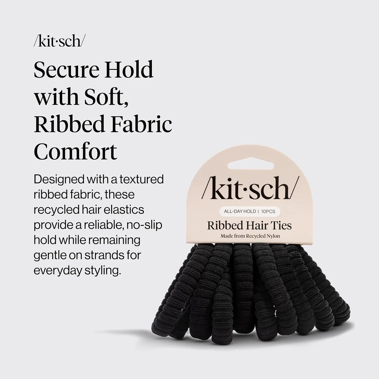 Kitsch Ribbed Hair Ties No Damage - Blush, 10pcs