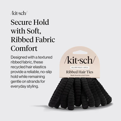 Kitsch Ribbed Hair Ties No Damage - Blush, 10pcs