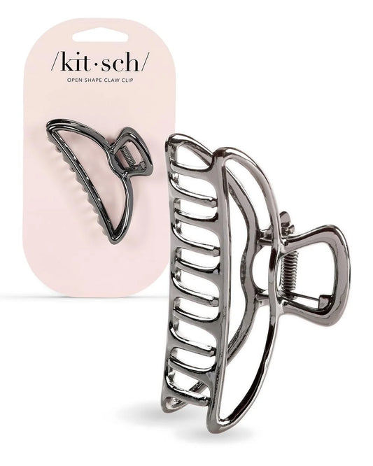 Kitsch Open Shape Metal Hair Clips for Women - Hematite, 1 Pc