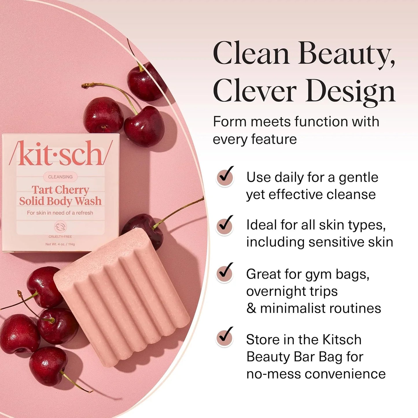 Kitsch Charcoal Soap Body Wash Bar for Cleansing – Made in USA, 4 oz