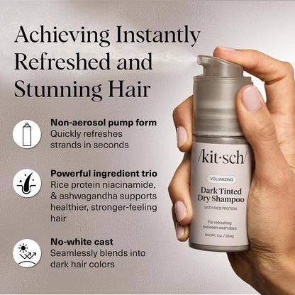 Kitsch Volumizing Rice Protein Dry Shampoo Powder Pump - Invisible 1oz