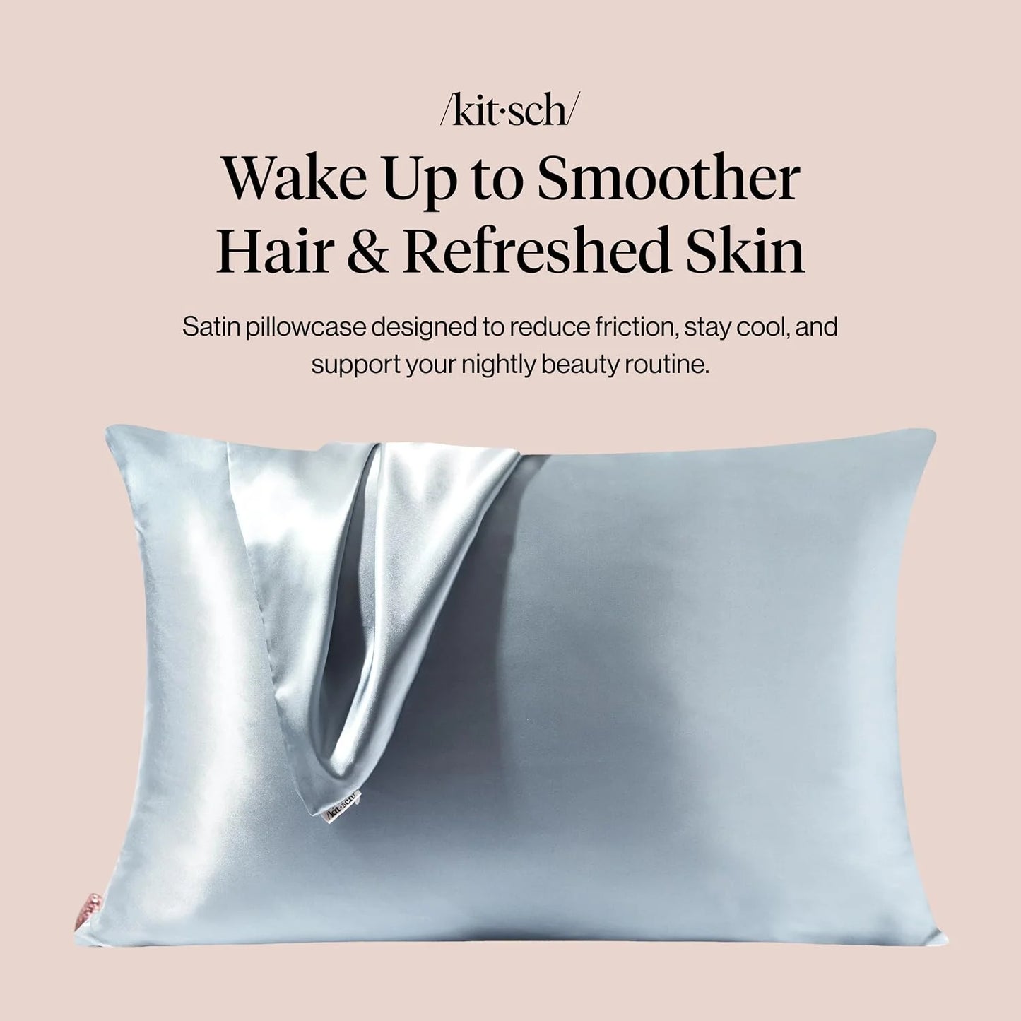 Kitsch Satin Pillowcase with Zipper - Standard Size, Haze Blue