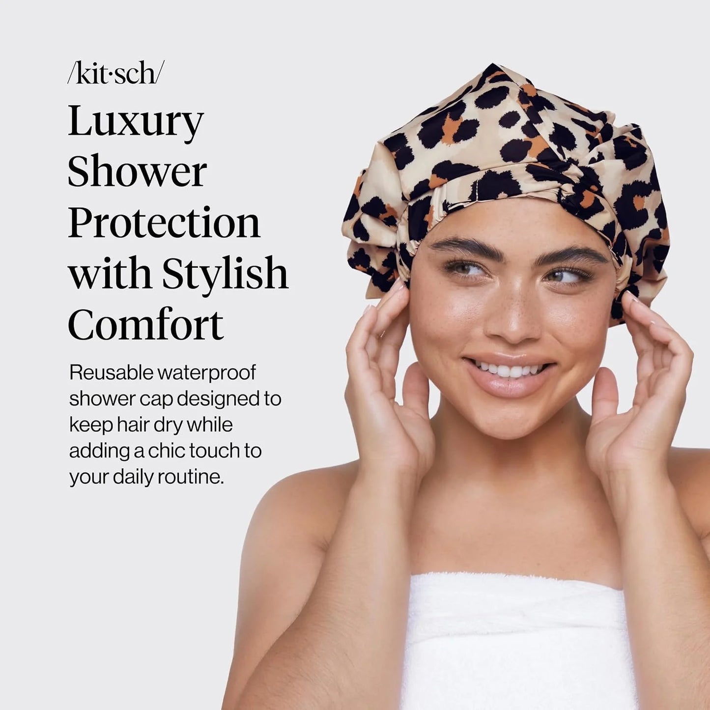 Kitsch Luxury Large Shower Cap for Women - Cherry Print