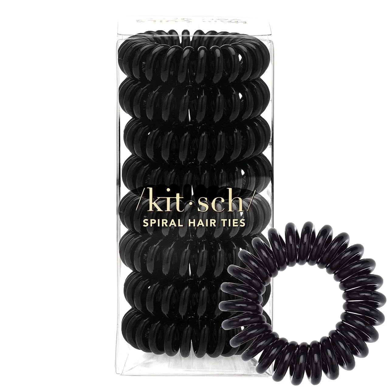 Kitsch Spiral Hair Ties for Women | Ponytail Holders - Brunette, 8 Pcs