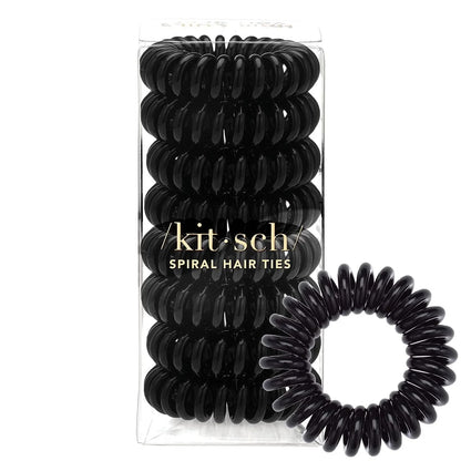 Kitsch Spiral Hair Ties for Women | Ponytail Holders - Brunette, 8 Pcs