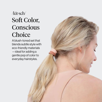 Kitsch Ribbed Hair Ties No Damage - Blush, 10pcs