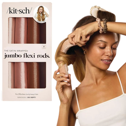 Kitsch Satin Flexi Rods Heatless Curling Rod - 6 pcs, Rosewood