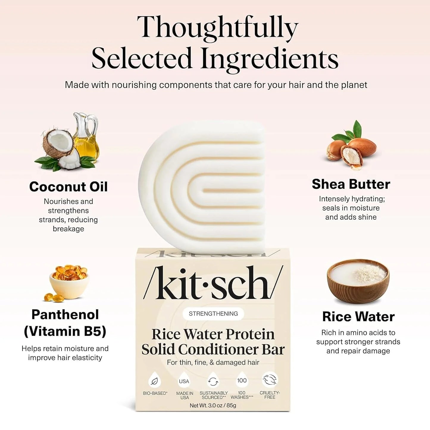 Kitsch Rice Water Conditioner Bar Soap for Hair Growth - 3 oz