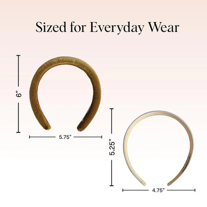 Kitsch Velvet & Satin Headbands for Women - Cream & Camel, 2pc Set