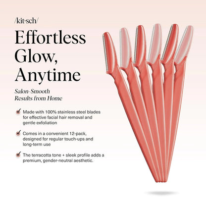Kitsch Dermaplane Razor for Women Face – Terracotta, 6 pcs