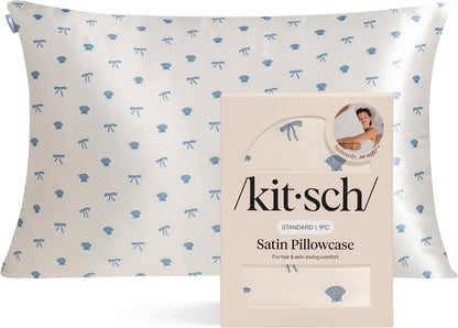 Kitsch Satin Pillowcase with Zipper - Standard Size, Haze Blue