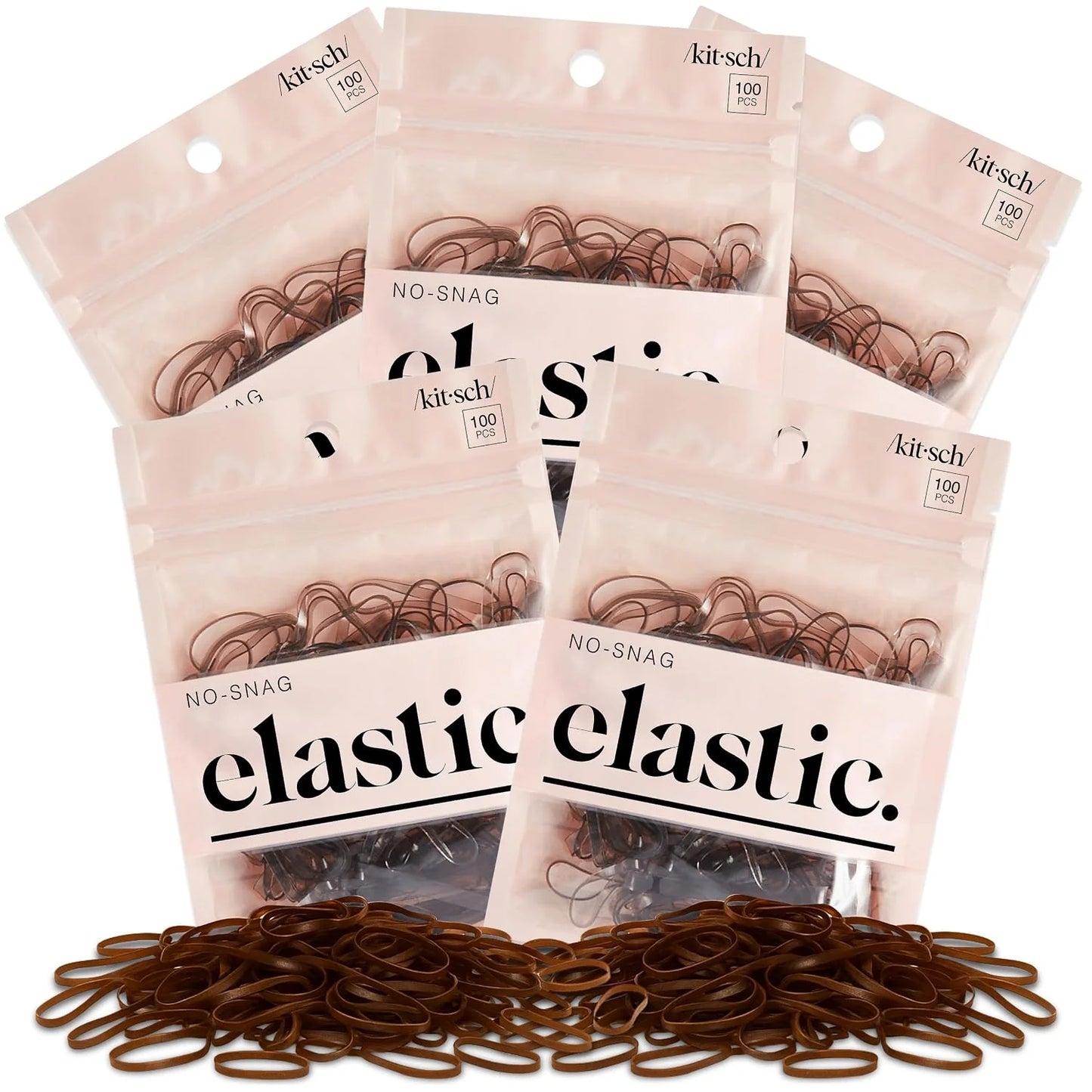 Kitsch Hair Ties No Damage for Kids, Teens and Women - Black, 500pcs