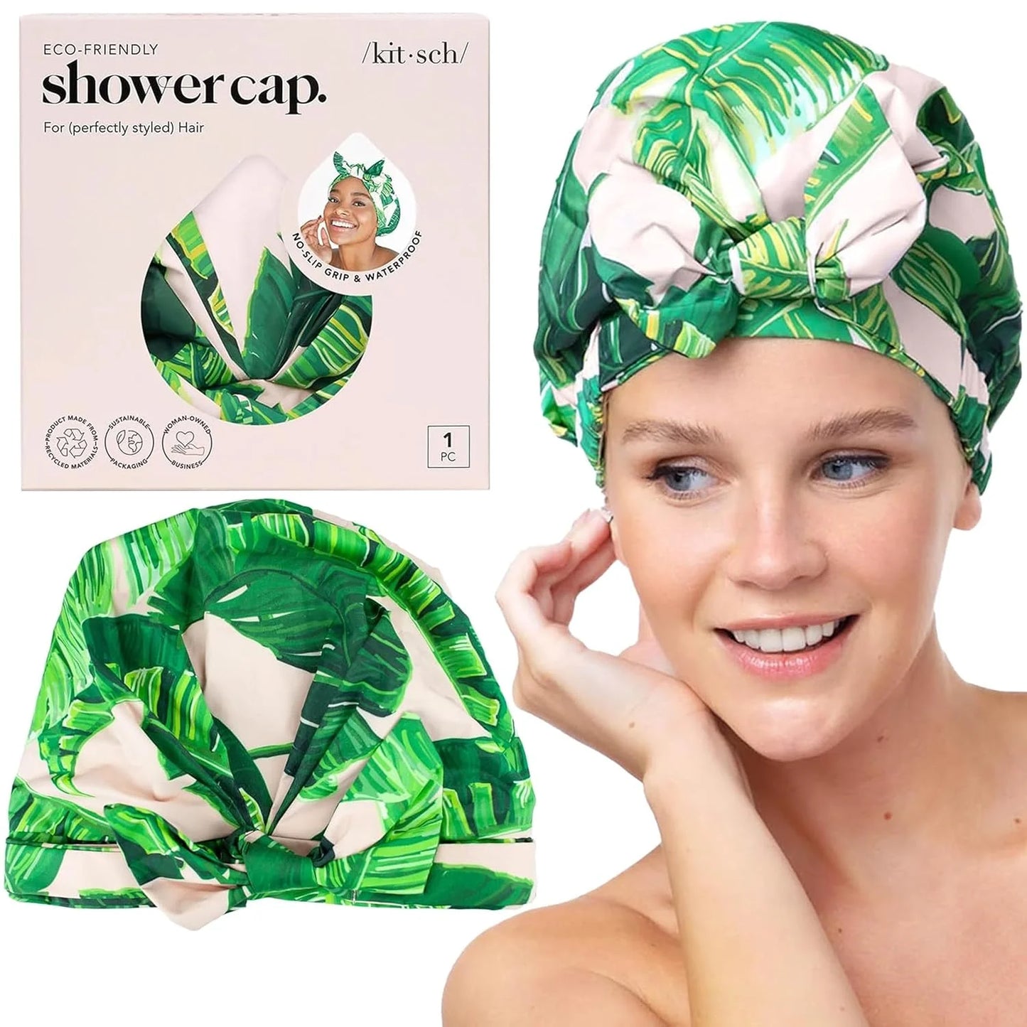 Kitsch Luxury Large Shower Cap for Women - Cherry Print