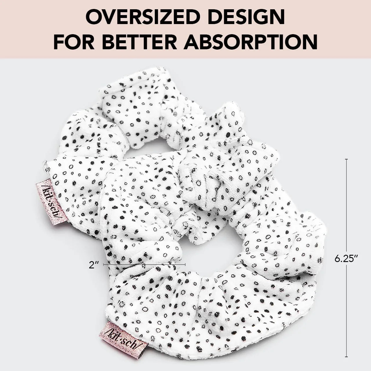 Kitsch Microfiber Quick-Dry Hair Towel Scrunchie - Micro Dot, 2pcs