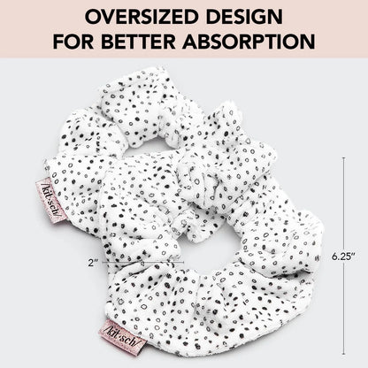 Kitsch Microfiber Quick-Dry Hair Towel Scrunchie - Micro Dot, 2pcs