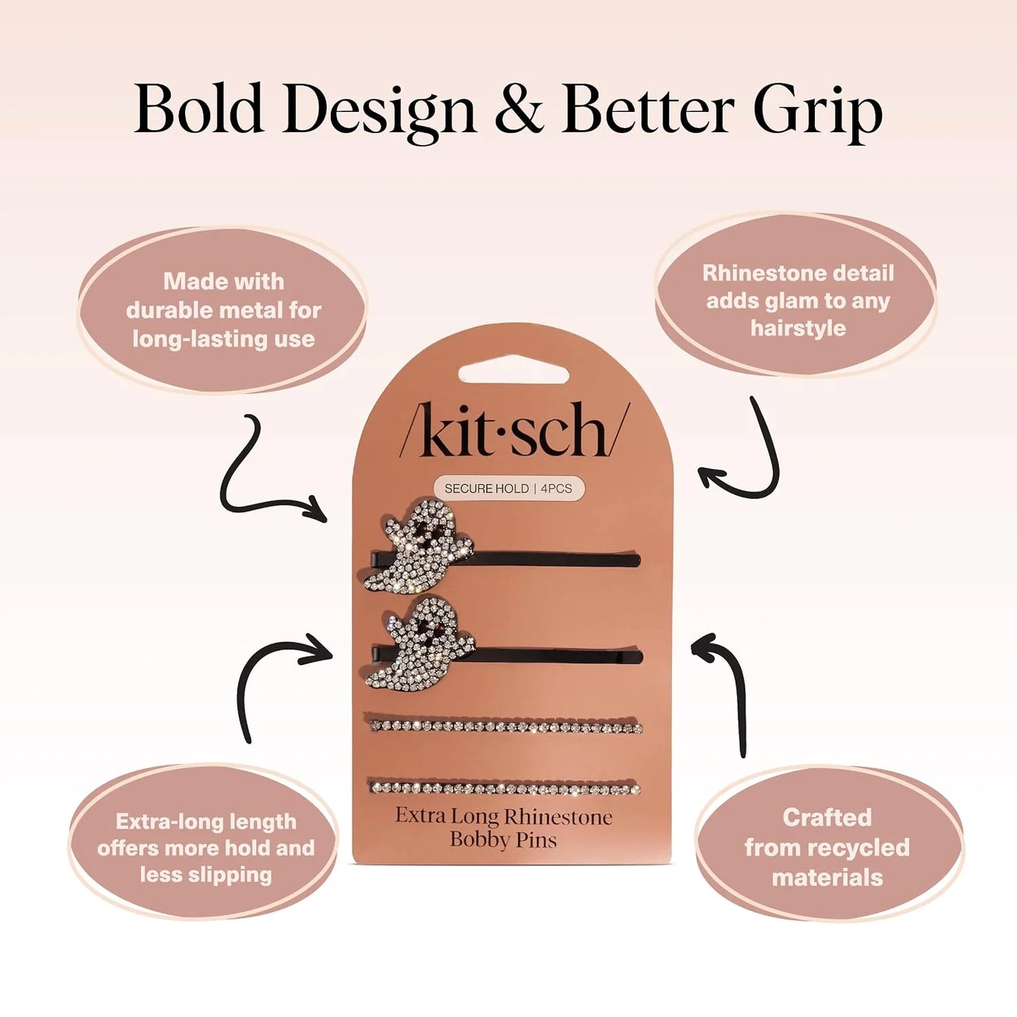 Kitsch Spiral Bobby Pins - Hair Accessories For Women - Brown, 3pcs