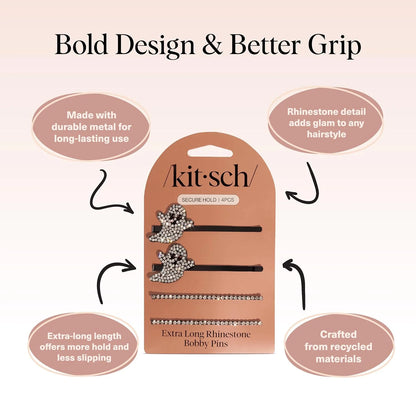 Kitsch Spiral Bobby Pins - Hair Accessories For Women - Brown, 3pcs
