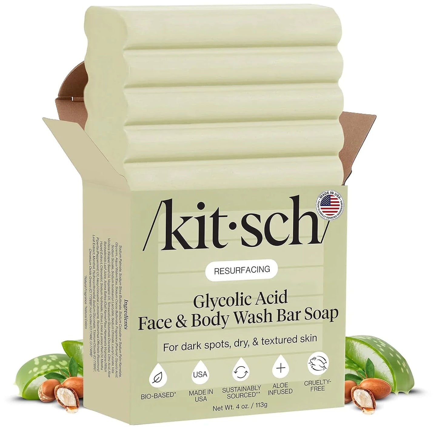 Kitsch Charcoal Soap Body Wash Bar for Cleansing – Made in USA, 4 oz