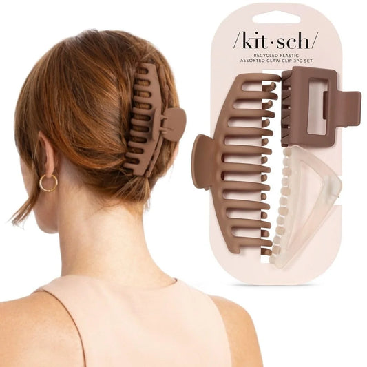 Kitsch Assorted Hair Clips for Women - For All Hair Types, 3pcs