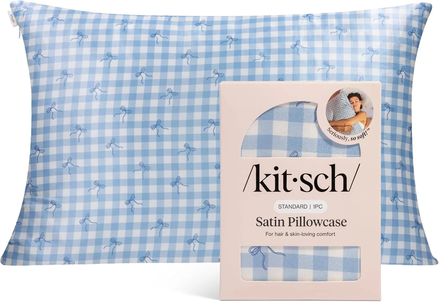 Kitsch Satin Pillowcase with Zipper - Standard Size, Haze Blue