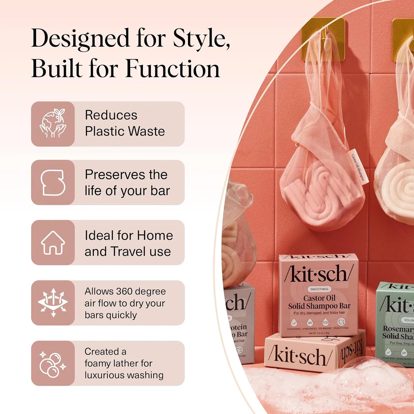 Kitsch Soap Saver Bag – Patented Mesh Bag Soap Holder with Tag Identifier