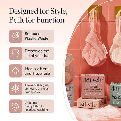 Kitsch Soap Saver Bag – Patented Mesh Bag Soap Holder with Tag Identifier