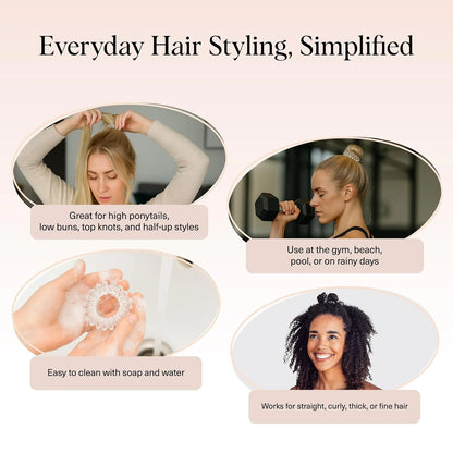 Kitsch Spiral Hair Ties for Women | Ponytail Holders - Brunette, 8 Pcs